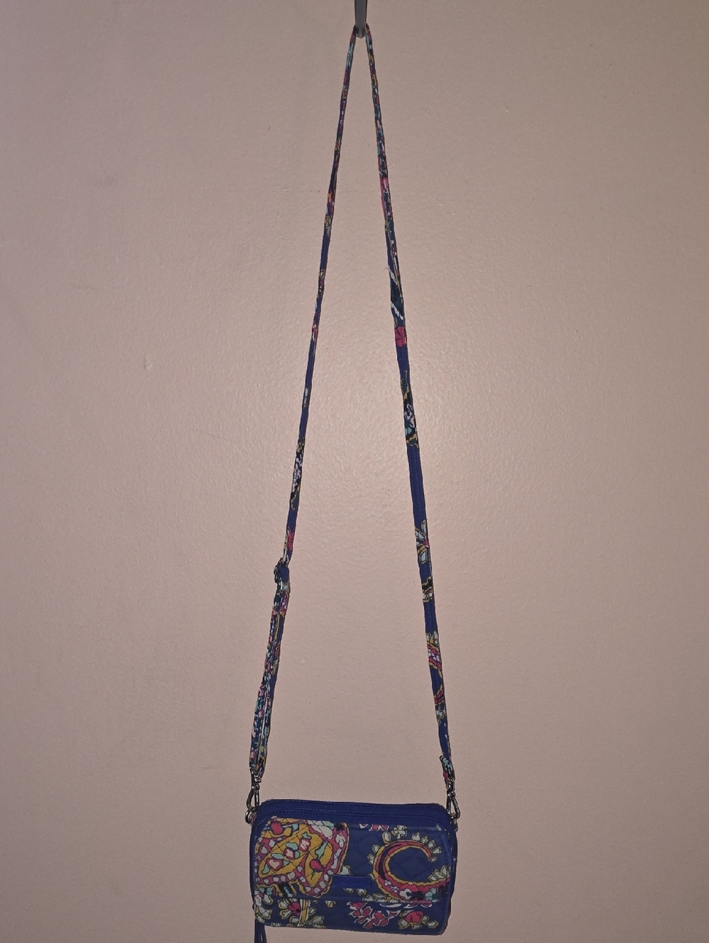 Vera Bradley Blue Paisley Colorful Patterned Crossbody Wallet